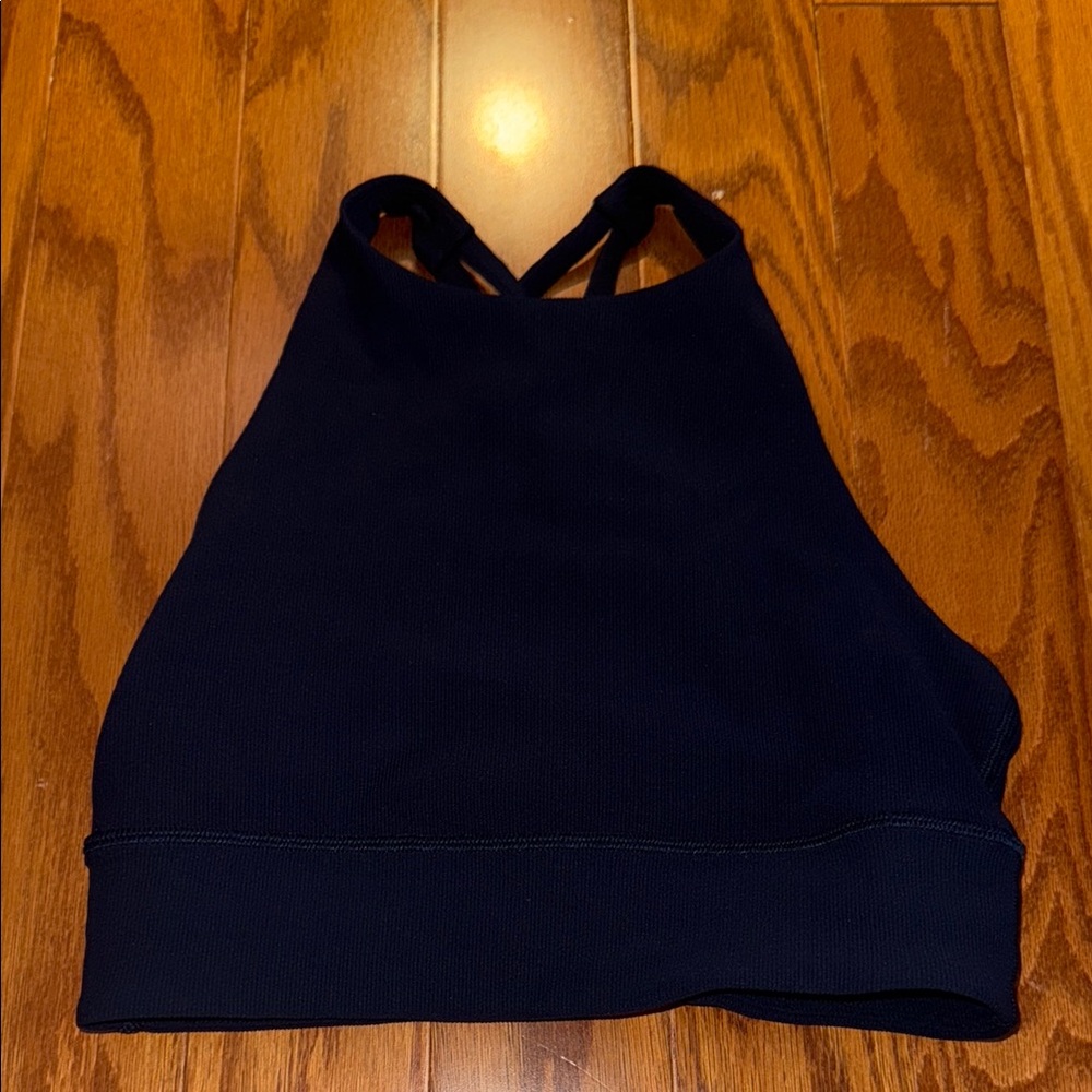 Lululemon long line energy high neck bra tank top *ribbed in navy!
